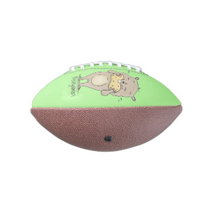 Cute happy smiling hamster with peanut cartoon american football