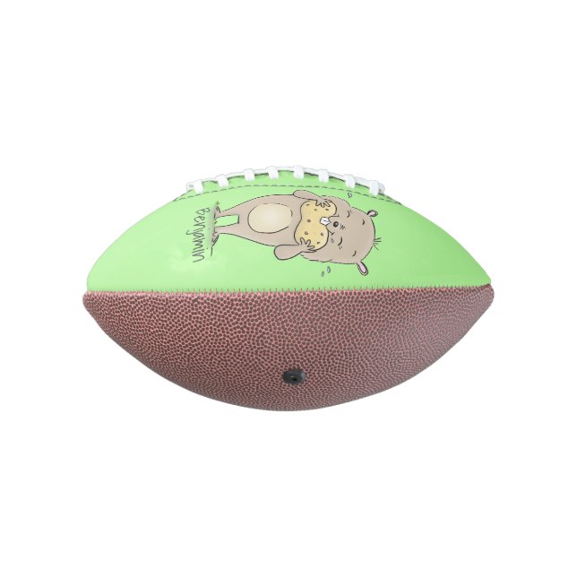 Cute happy smiling hamster with peanut cartoon american football (Rotated 270)