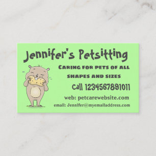Cute happy smiling hamster with peanut cartoon business card