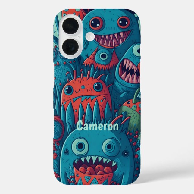Cute happy smiling monsters Case-Mate iPhone case (Back)