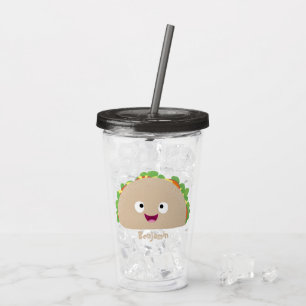 Cute happy smiling taco cartoon illustration acrylic tumbler
