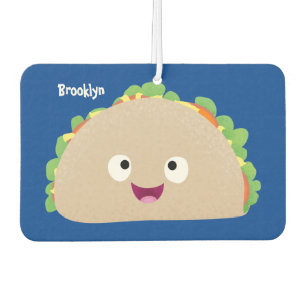 Cute happy smiling taco cartoon illustration car air freshener