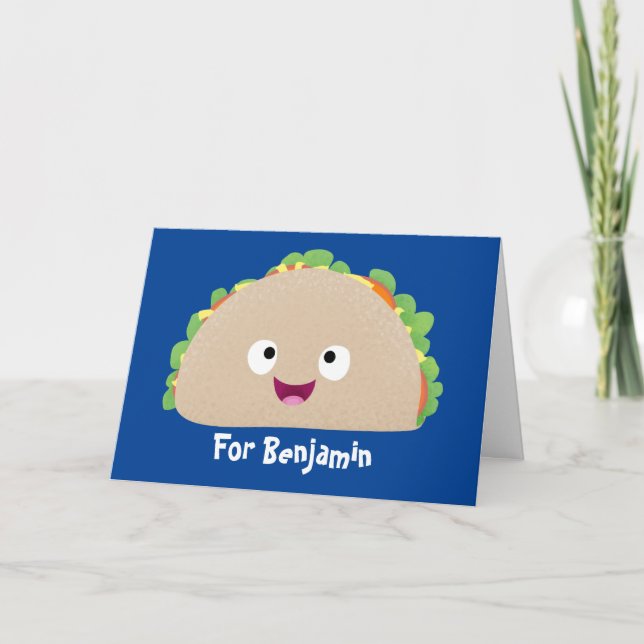 Cute happy smiling taco cartoon illustration  card (Front)