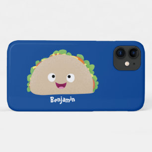 Cute happy smiling taco cartoon illustration iPhone 11 case