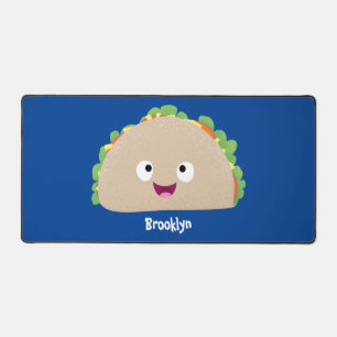 Cute happy smiling taco cartoon illustration desk mat
