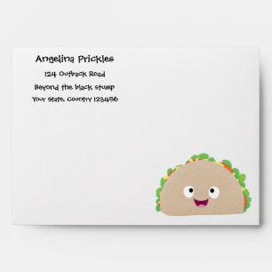 Cute happy smiling taco cartoon illustration envelope