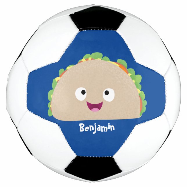 Cute happy smiling taco cartoon illustration football (Front)