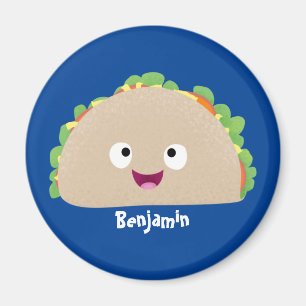 Cute happy smiling taco cartoon illustration magnet