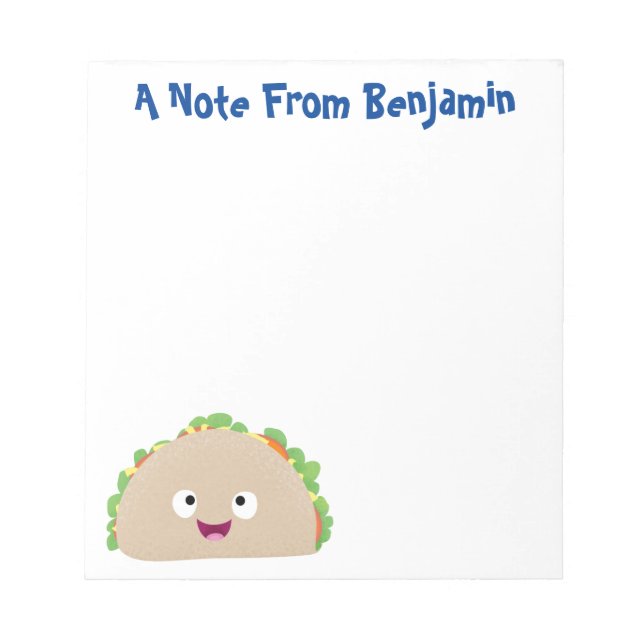 Cute happy smiling taco cartoon illustration  notepad (Front)