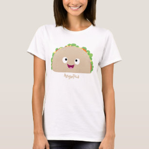 Cute happy smiling taco cartoon illustration T-Shirt