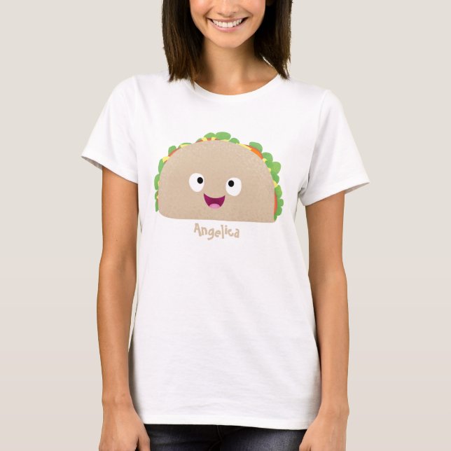 Cute happy smiling taco cartoon illustration T-Shirt (Front)