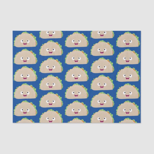 Cute happy smiling taco cartoon illustration tissue paper (Front)