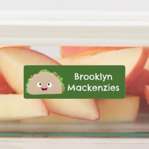 Cute happy smiling taco cartoon personalised