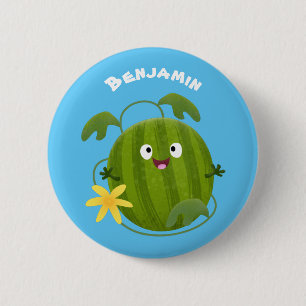 Cute happy smiling watermelon cartoon 6 cm round badge