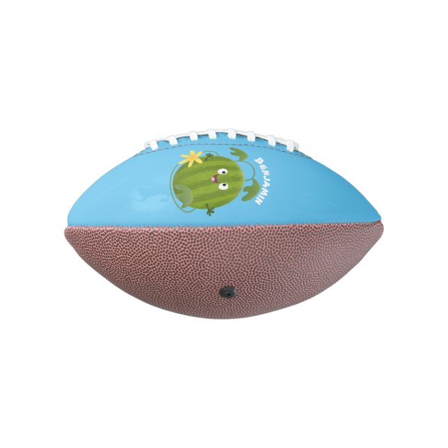 Cute happy smiling watermelon cartoon american football (Rotated 270)