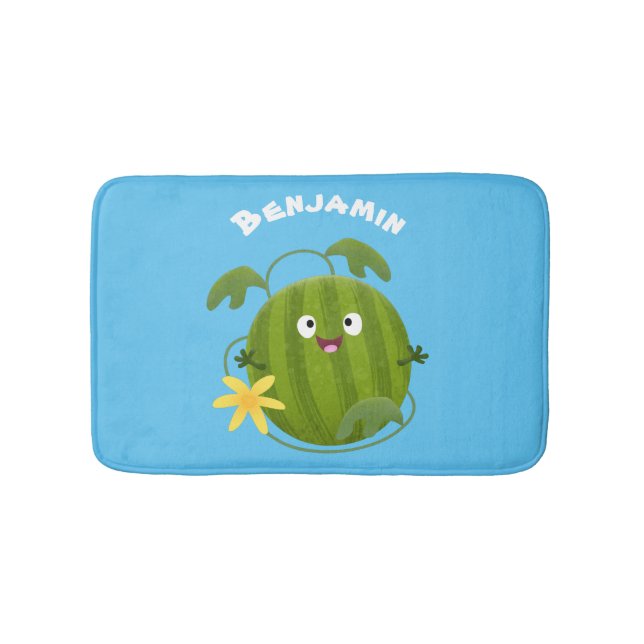 Cute happy smiling watermelon cartoon bath mat (Front)