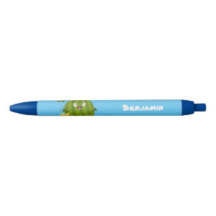 Cute happy smiling watermelon cartoon black ink pen