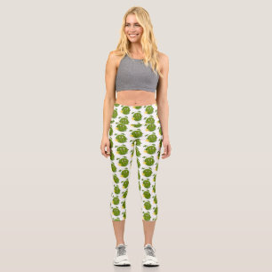 Cute happy smiling watermelon cartoon capri leggings