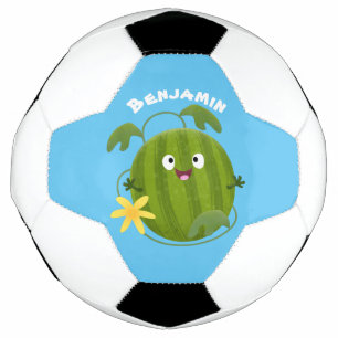 Cute happy smiling watermelon cartoon football