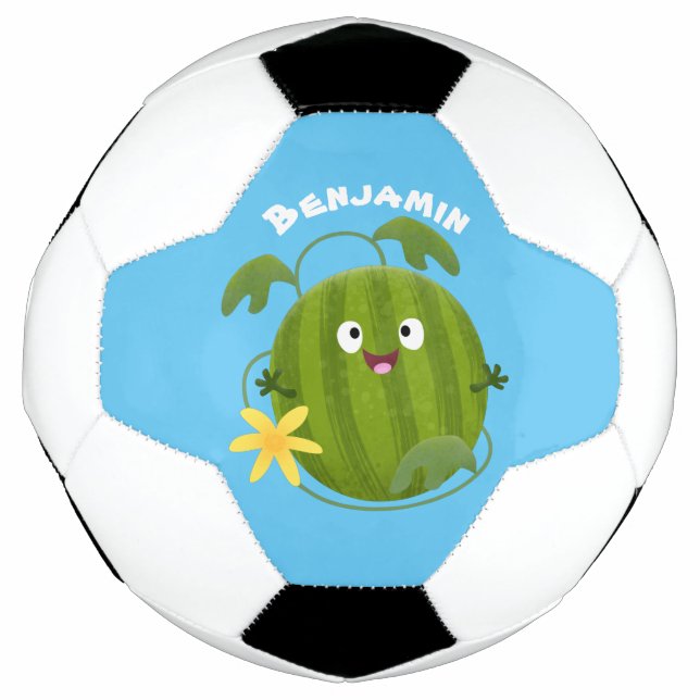 Cute happy smiling watermelon cartoon football (Front)