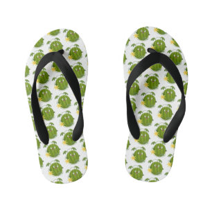 Cute happy smiling watermelon cartoon kid's flip flops