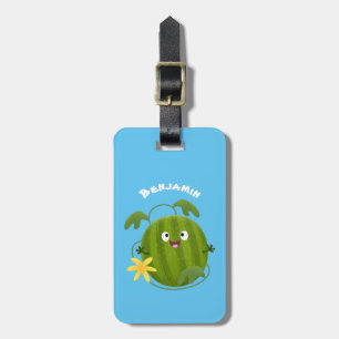 Cute happy smiling watermelon cartoon luggage tag