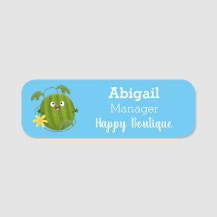 Cute happy smiling watermelon cartoon name tag