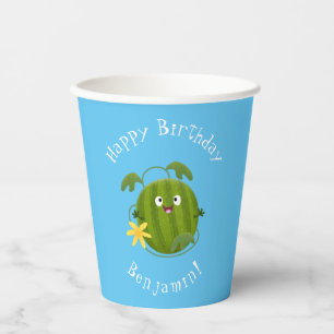 Cute happy smiling watermelon cartoon paper cups
