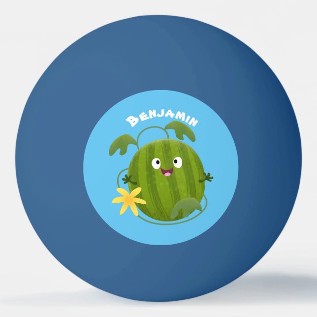 Cute happy smiling watermelon cartoon ping pong ball (Front)