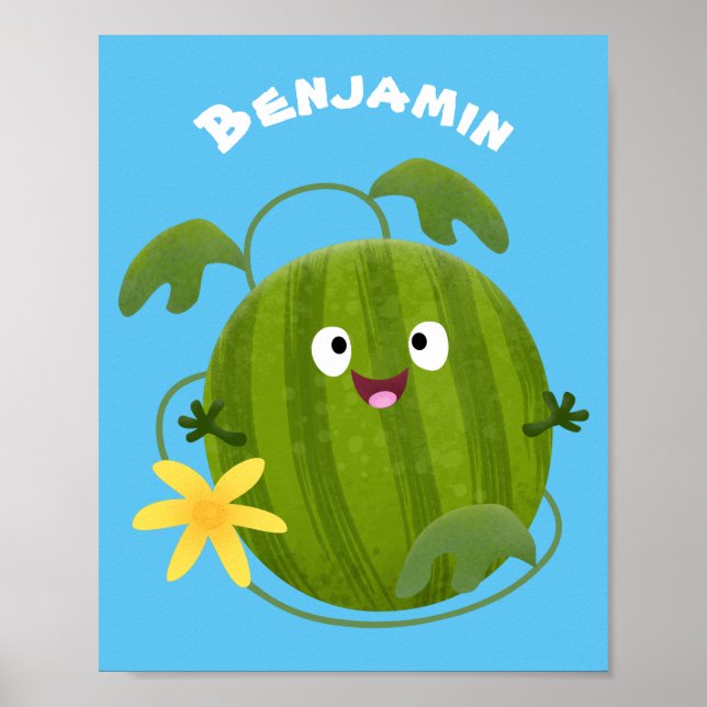 Cute happy smiling watermelon cartoon  poster (Front)