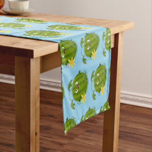 Cute happy smiling watermelon cartoon short table runner