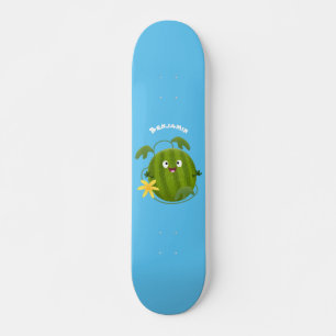 Cute happy smiling watermelon cartoon skateboard