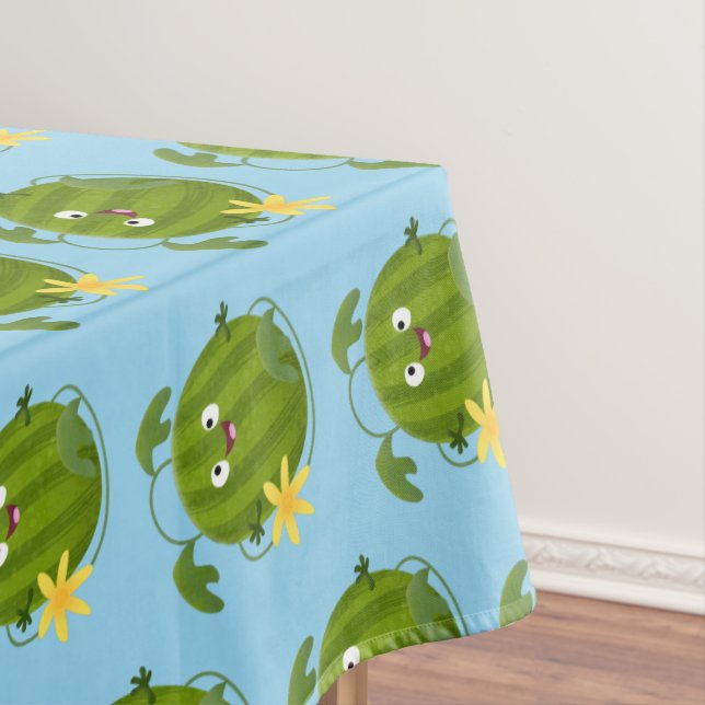 Cute happy smiling watermelon cartoon tablecloth (In Situ)