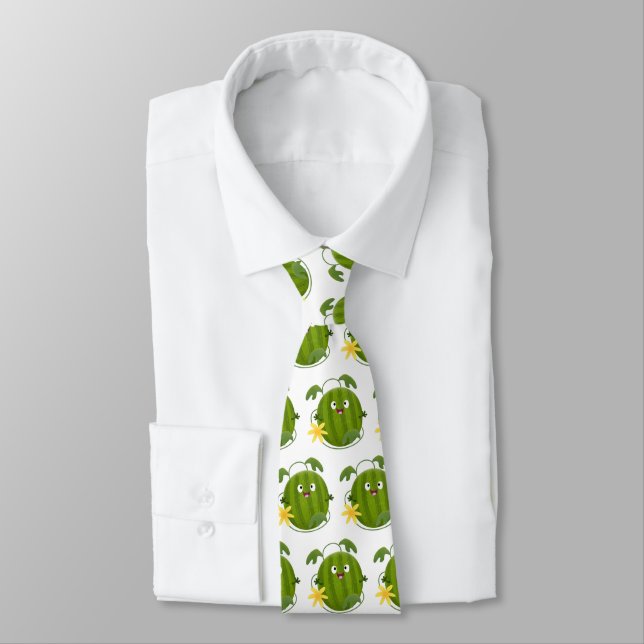 Cute happy smiling watermelon cartoon tie (Tied)