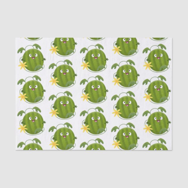Cute happy smiling watermelon cartoon tissue paper (Front)