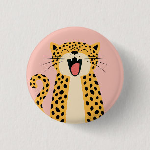Cute Happy Smiling Wild Leopard Cartoon 3 Cm Round Badge