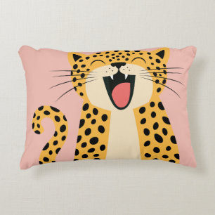 Cute Happy Smiling Wild Leopard Cartoon Decorative Cushion