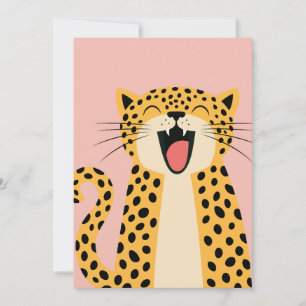 Cute Happy Smiling Wild Leopard Cartoon Holiday Card