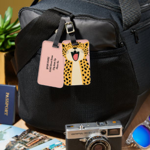 Cute Happy Smiling Wild Leopard Cartoon   Luggage Tag