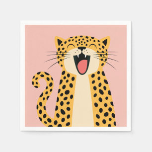 Cute Happy Smiling Wild Leopard Cartoon Napkin