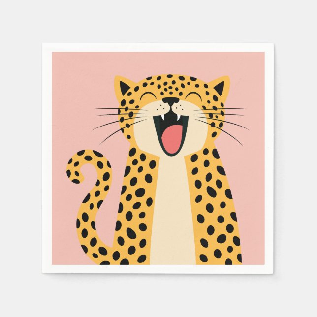 Cute Happy Smiling Wild Leopard Cartoon   Napkin (Front)