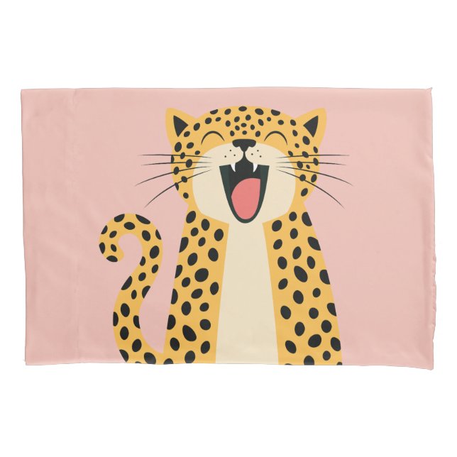 Cute Happy Smiling Wild Leopard Cartoon   Pillowcase (Front)
