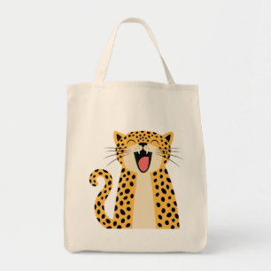 Cute Happy Smiling Wild Leopard Cartoon   Tote Bag