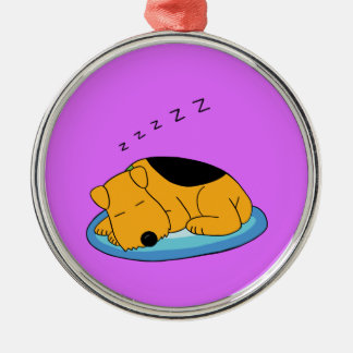 Cute Happy Snoring Airedale Dog Premium Ornament