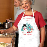 Cute Happy Snowman Christmas Granny Baking Apron<br><div class="desc">Cute Christmas Apron with cute happy snowman,  bunny and Christmas tree in snowy forest. You can easily personalise the text. - Kate Eden Art</div>