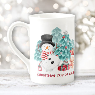 Cute Happy Snowman Christmas Name Bone China Mug