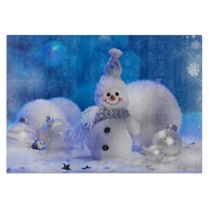 cute happy snowman cropped cutting board