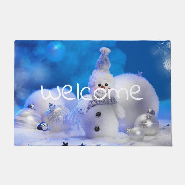 cute happy snowman doormat (Front)