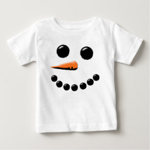 Cute Happy Snowman Face Festive Holiday Xmas Baby T-Shirt