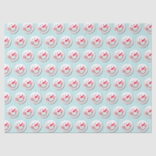 Cute Happy Snowman Faces Pattern Christmas Tissue Paper
